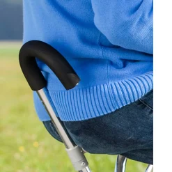 Die moderne Hausfrau Alu-Gehstock mit Sitz, Dreifußgehhilfe, faltbar