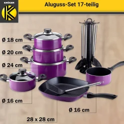 Die moderne Hausfrau Aluguss-Topfset, 17-teilig lila