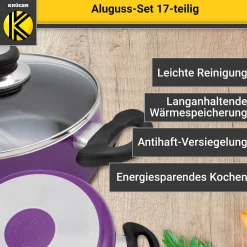 Die moderne Hausfrau Aluguss-Topfset, 17-teilig lila