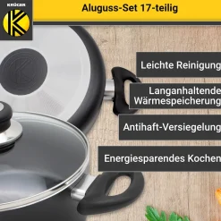 Die moderne Hausfrau Aluguss-Topfset, 17-teilig schwarz