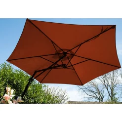 Die moderne Hausfrau Ampel-Sonnenschirm Greenday braun