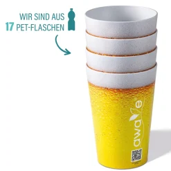 Die moderne Hausfrau AWAVE Trinkbecher 500 ml rPET Set 4-teilig, mit Eichstrich