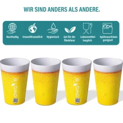 Die moderne Hausfrau AWAVE Trinkbecher 500 ml rPET Set 4-teilig, mit Eichstrich