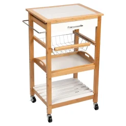 Die moderne Hausfrau Bambus-Küchen- und Servierwagen