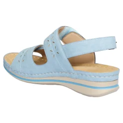 Damen Die moderne Hausfrau Bequem-Klettsandalette "Carina" hellblau