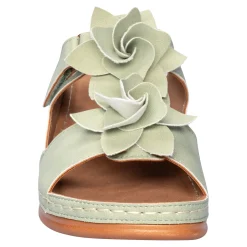 Damen Die moderne Hausfrau Bequem-Pantolette „Blume“ grün