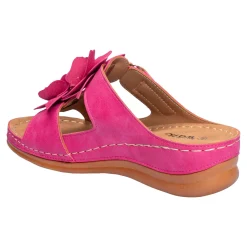 Damen Die moderne Hausfrau Bequem-Pantolette „Blume“ pink