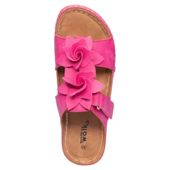 Damen Die moderne Hausfrau Bequem-Pantolette „Blume“ pink
