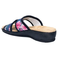 Damen Die moderne Hausfrau Bequem-Pantolette „Rosen“ marine