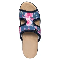 Damen Die moderne Hausfrau Bequem-Pantolette „Rosen“ marine