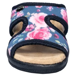 Damen Die moderne Hausfrau Bequem-Pantolette „Rosen“ marine