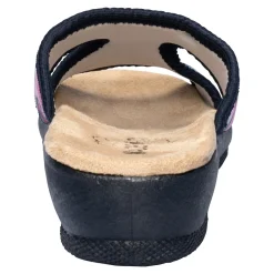 Damen Die moderne Hausfrau Bequem-Pantolette „Rosen“ marine