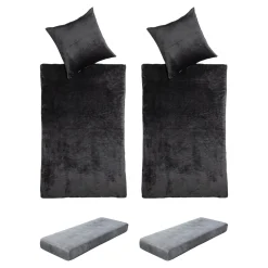 Die moderne Hausfrau Bettwäsche-Set "Cashmerelike", 6-teilig, 135x200 cm grau