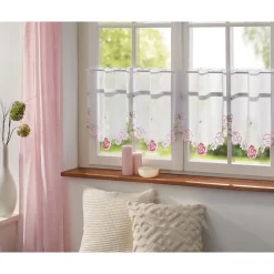 Die moderne Hausfrau Bistrogardine mit Stickerei „Rose“