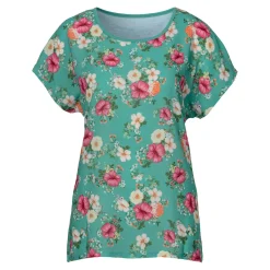 Damen Die moderne Hausfrau Blusenshirt „Blütenzauber“ grün