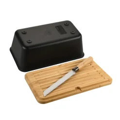 Die moderne Hausfrau Brotbox mit Bambus-Schneidebrett und Messer