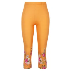 Damen Die moderne Hausfrau Capri-Leggings „Blütenzauber“ orange