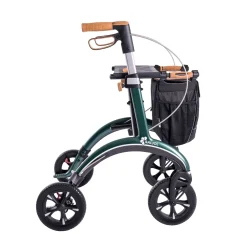 Die moderne Hausfrau Carbon Rollator inklusive Tasche, faltbar British Racing Green