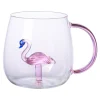 Die moderne Hausfrau 3D Glas-Tasse, 350 ml Flamingo