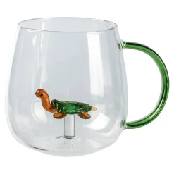 Die moderne Hausfrau 3D Glas-Tasse, 350 ml Schildkröte