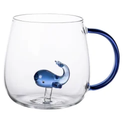 Die moderne Hausfrau 3D Glas-Tasse, 350 ml Walfisch