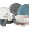 Die moderne Hausfrau Derby Geschirr-Set, Porzellan 4 x Speisteller, 4 x Dessertteller, 4 x Kaffeebecher, 4 x Müslischale