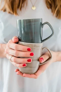 Die moderne Hausfrau Derby Geschirr-Set, Porzellan 4 x Speisteller, 4 x Dessertteller, 4 x Kaffeebecher, 4 x Müslischale
