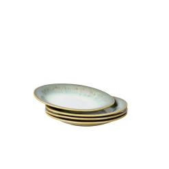 Die moderne Hausfrau Desserteller-Set, Steinzeug Flussufer blau, grün, weiß