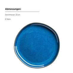 Die moderne Hausfrau Dessertteller Set, Steinzeug Cordelia Königsblau