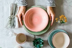 Die moderne Hausfrau Dessertteller-Set, Steingut LUMACA Dunkelblau