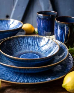 Die moderne Hausfrau Dessertteller-Set, Steinzeug Eisfall