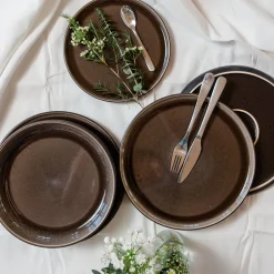 Die moderne Hausfrau Dessertteller-Set, Steinzeug Niara Schwarz / Grau