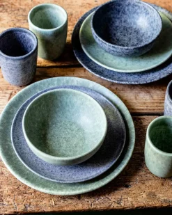 Die moderne Hausfrau Dessertteller-Set, Steinzeug Moos'N'Stein Grau