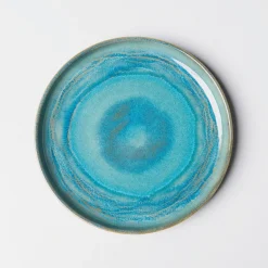 Die moderne Hausfrau Dessertteller-Set, Steinzeug TIEFER SEE Blau / Grün