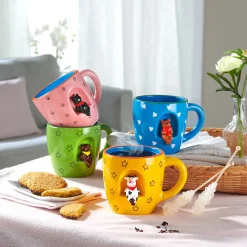 Die moderne Hausfrau 3D-Tassen-Set „Tiere“, 4 Stück je 380 ml