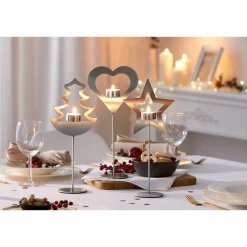 Die moderne Hausfrau Edelstahl-Teelichthalter "Stern" Herz