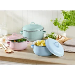 Die moderne Hausfrau Emailletopf-Set "Pastell", 6-teilig