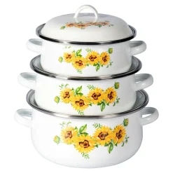 Die moderne Hausfrau Emaille-Topfset "Sonnenblume", 6-teilig