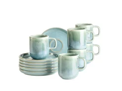 Die moderne Hausfrau Espressotassen-Set, Steinzeug Cordelia Grün