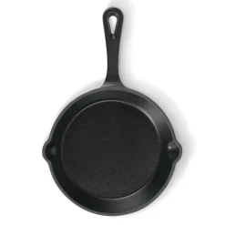 Die moderne Hausfrau Freyersbacher Gusseisenpfanne 15 cm, Emaille Bratpfanne | mit Brett und Tuch