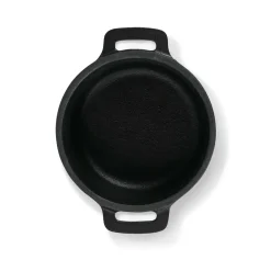 Die moderne Hausfrau Freyersbacher Mini Cocotte 9 cm Gusseisen, Kleiner Emaille Topf | Rund, mit Brett und Tuch