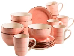 Die moderne Hausfrau Frühstücksgeschirr, Steingut Lumaca Koralle