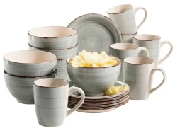 Die moderne Hausfrau Frühstücksgeschirr, Steingut Lumaca Rauchblau