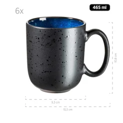 Die moderne Hausfrau Frühstücksset, Steinzeug NIARA Schwarz / Blau