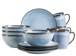 Die moderne Hausfrau Frühstücksset, Steinzeug Smoky's Blau
