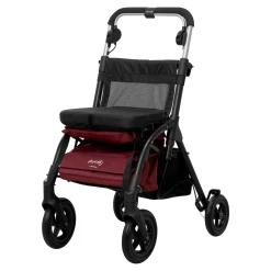 Die moderne Hausfrau Gehwagen, Shopping Trolley R05 mit Tasche und Sitz dunkelrot