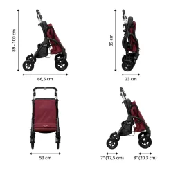 Die moderne Hausfrau Gehwagen, Shopping Trolley R05 mit Tasche und Sitz dunkelrot