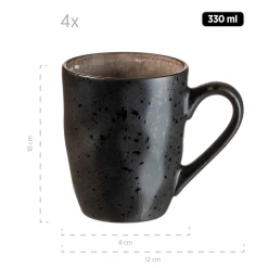 Die moderne Hausfrau Geschirr-Set, Keramik Niara Organic 4 x Speisteller, 4 x Dessertteller, 4 x Kaffeebecher, 4 x Müslischale