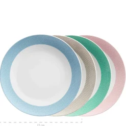 Die moderne Hausfrau Geschirr-Set, Porzellan Kitchen Time II Rosa, Blau, Grün, Beige