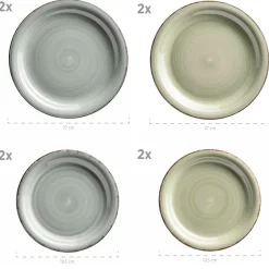 Die moderne Hausfrau Geschirr-Set, Steingut Lumaca Rauchblau / Olivgrün